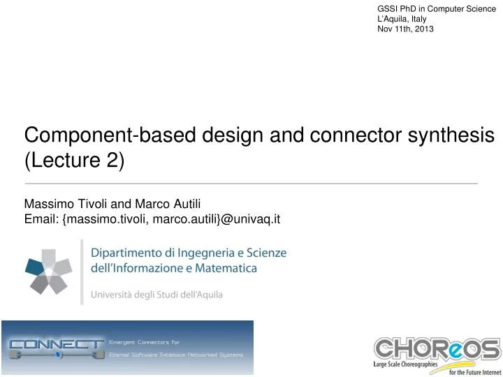 component based design and connector synthesis lecture 2
