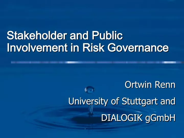 stakeholder and public involvement in risk governance