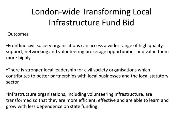 london wide transforming local infrastructure fund bid