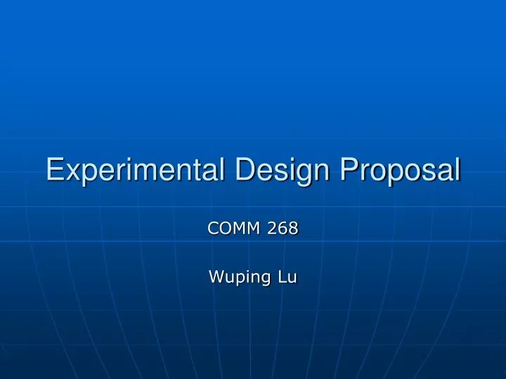 experimental design proposal
