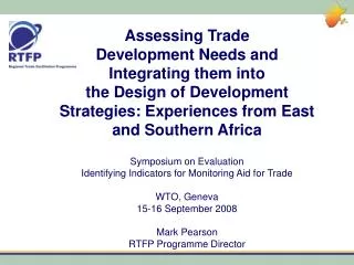 Assessing Trade Development Needs and Integrating them into