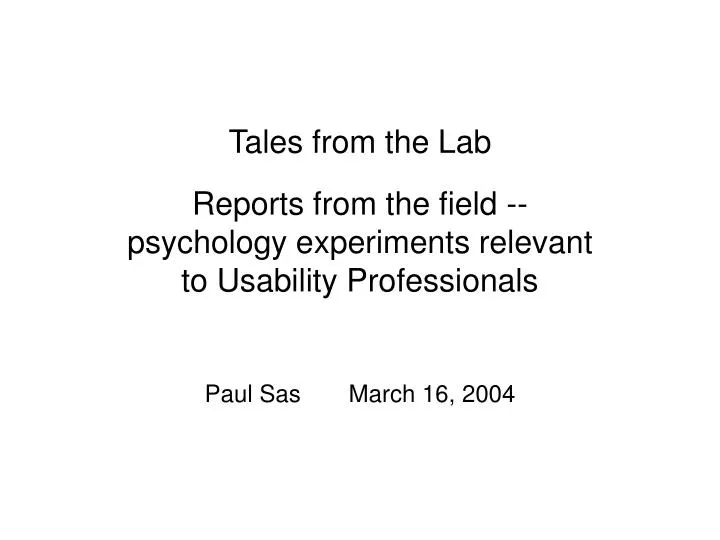 tales from the lab