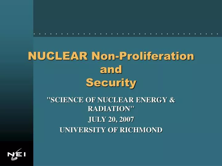 nuclear non proliferation and security