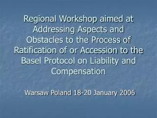 Warsaw Poland 18-20 January 2006