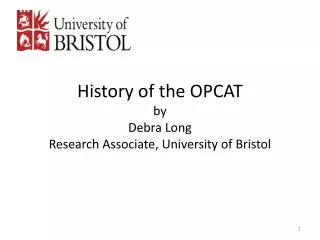 History of the OPCAT by Debra Long Research Associate, University of Bristol