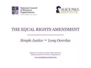 THE EQUAL RIGHTS AMENDMENT