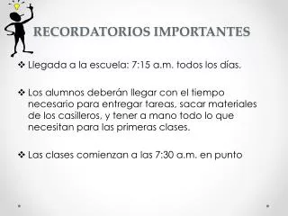 recordatorios importantes