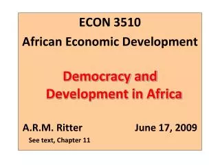 ECON 3510 African Economic Development Democracy and Development in Africa