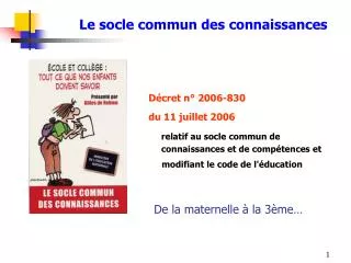 le socle commun des connaissances