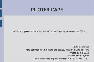 piloter l ape