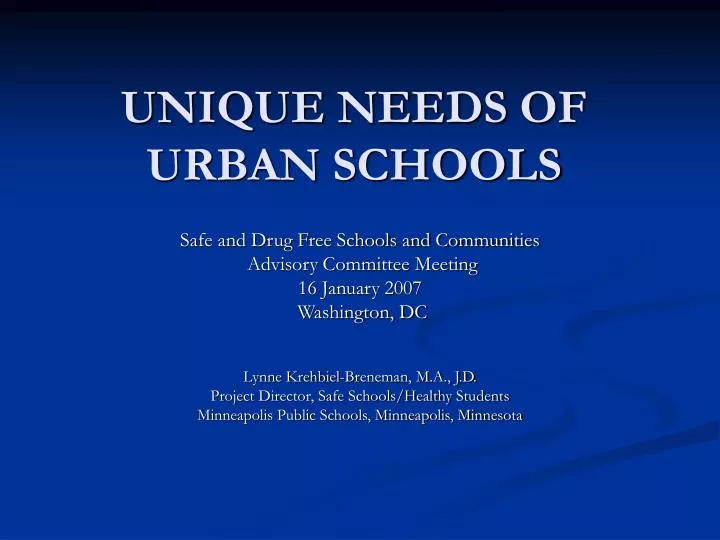 unique needs of urban schools