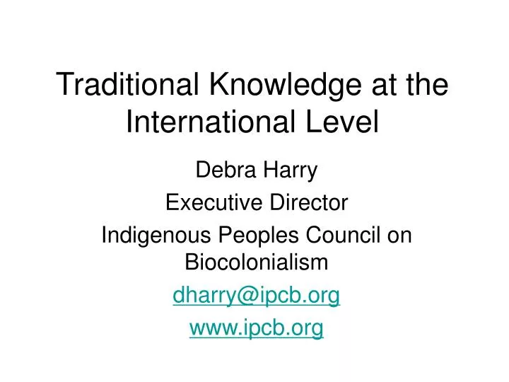 traditional knowledge at the international level