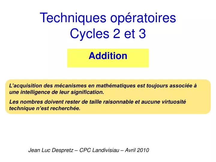 techniques op ratoires cycles 2 et 3