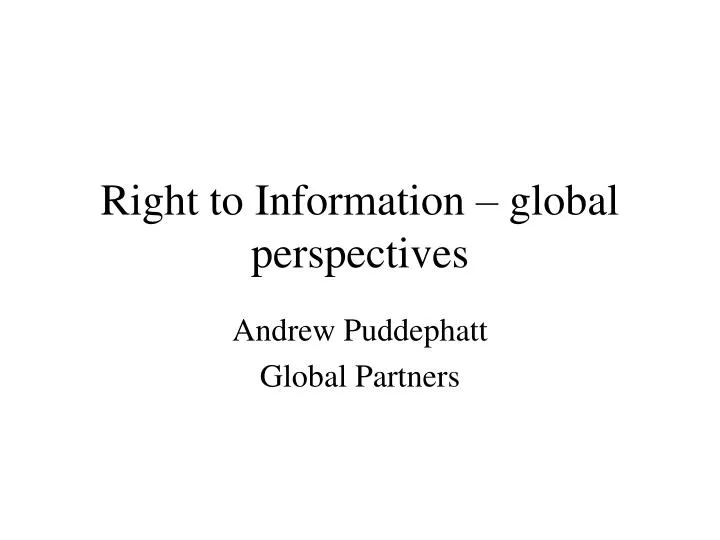 right to information global perspectives