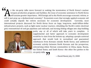 Economic Aid to the DPRK: The Human Rights Dimension