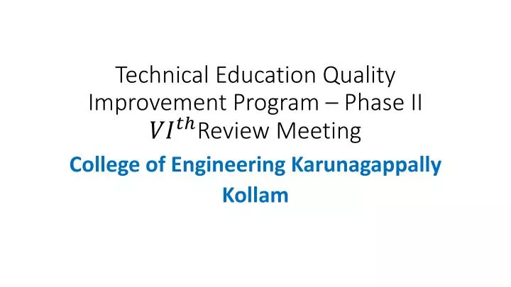 technical education quality improvement program phase ii review meeting