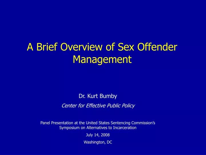 a brief overview of sex offender management