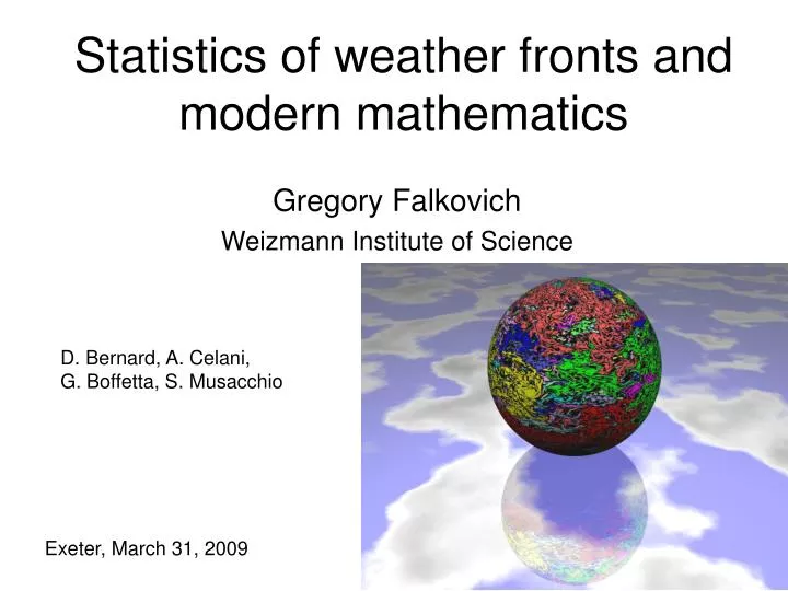 statistics of weather fronts and modern mathematics