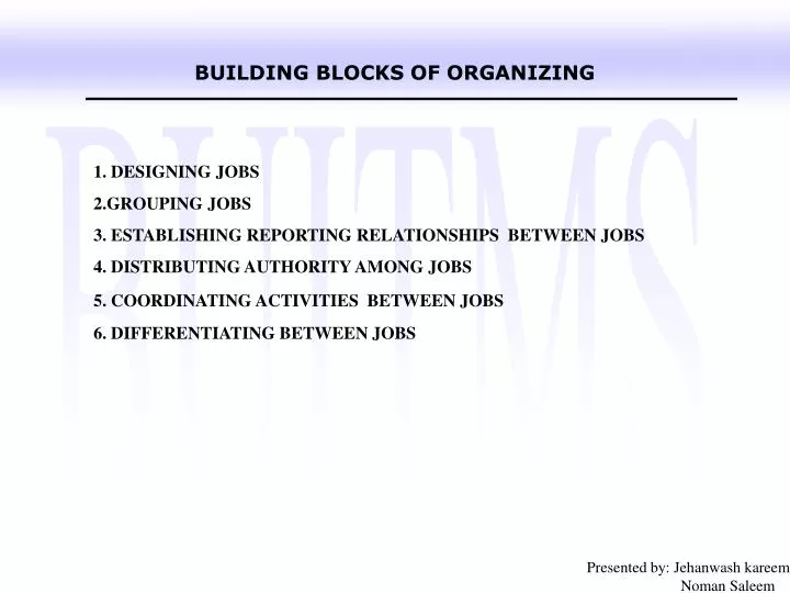 building blocks of organizing