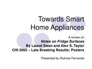 Towards Smart Home Appliances