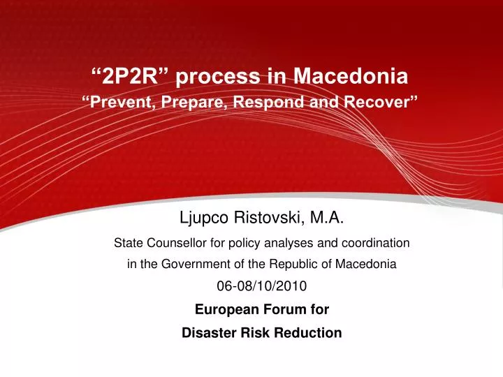 2p2r process in macedonia prevent prepare respond and recover