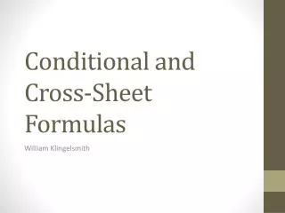 Conditional and Cross-Sheet Formulas