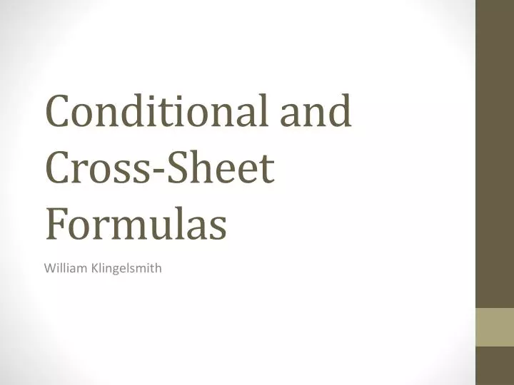 conditional and cross sheet formulas
