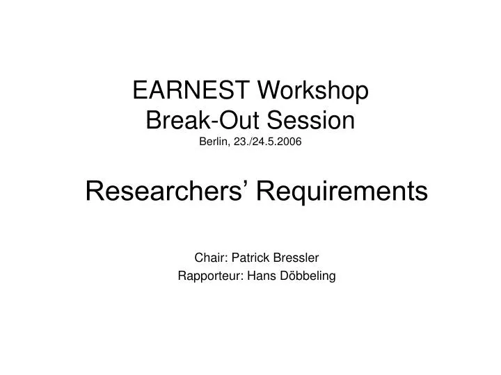 earnest workshop break out session berlin 23 24 5 2006