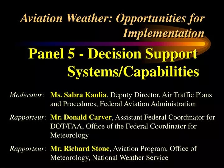 aviation weather opportunities for implementation