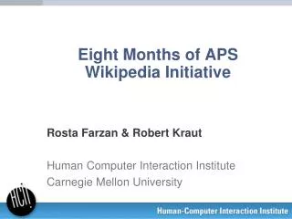 Eight M onths of APS Wikipedia Initiative