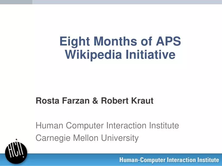 eight m onths of aps wikipedia initiative