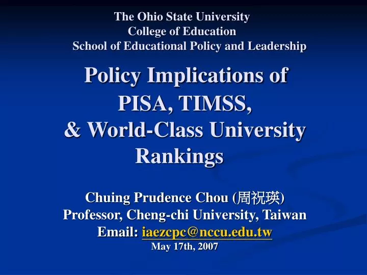 chuing prudence chou professor cheng chi university taiwan email iaezcpc@nccu edu tw may 17th 2007
