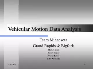Vehicular Motion Data Analysis