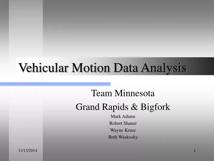 vehicular motion data analysis