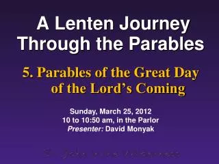A Lenten Journey Through the Parables