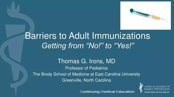 barriers to adult immunizations getting from no to yes