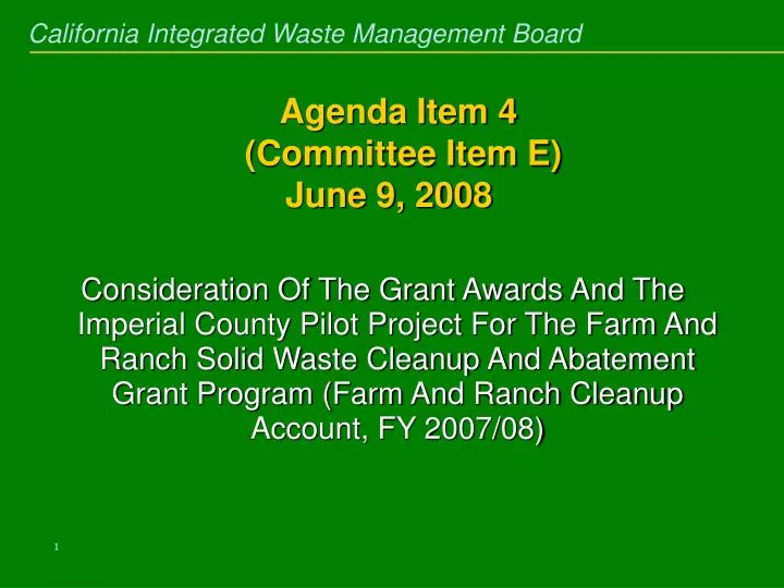 agenda item 4 committee item e june 9 2008