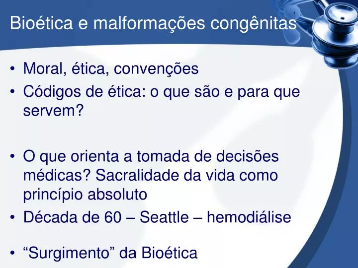 bio tica e malforma es cong nitas