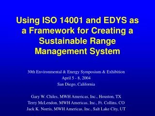 Using ISO 14001 and EDYS as a Framework for Creating a Sustainable Range Management System