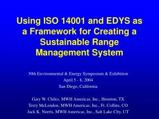 using iso 14001 and edys as a framework for creating a sustainable range management system