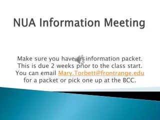 NUA Information Meeting