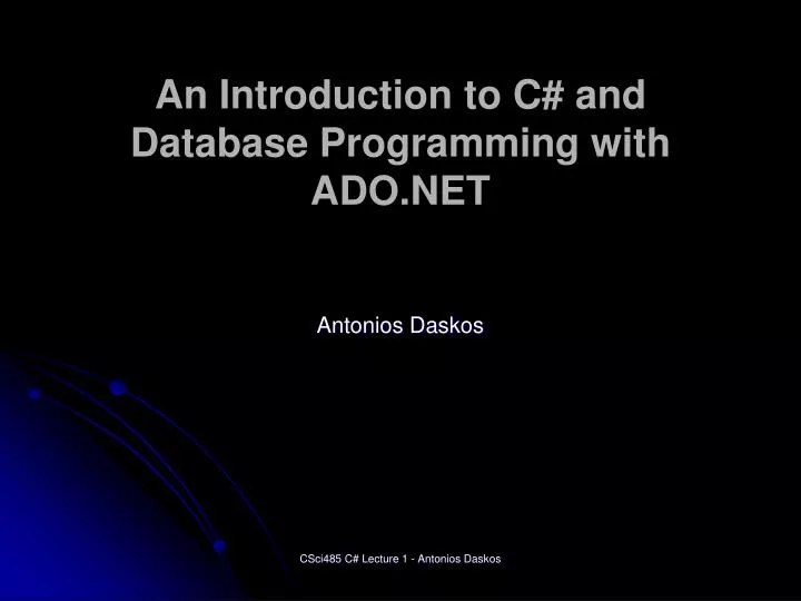 an introduction to c and database programming with ado net
