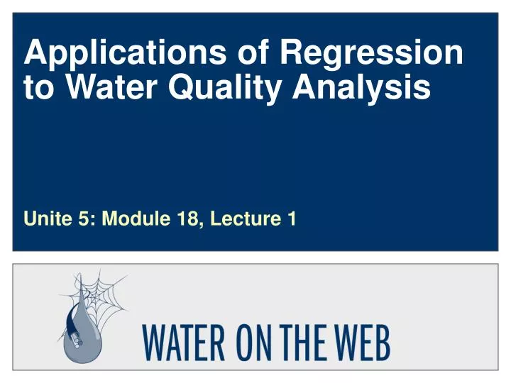 applications of regression to water quality analysis