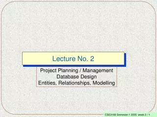 Lecture No. 2
