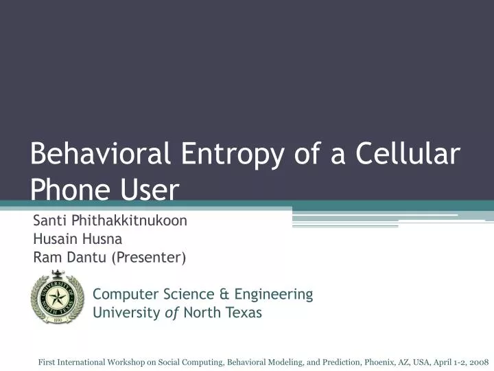 behavioral entropy of a cellular phone user