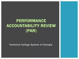 Performance Accountability Review (PAR)