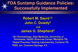 FDA Sunlamp Guidance Policies: Successfully Implemented