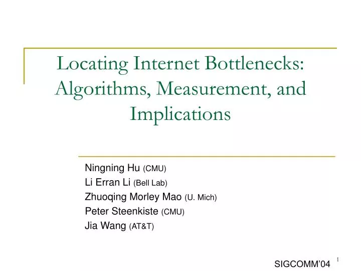 locating internet bottlenecks algorithms measurement and implications