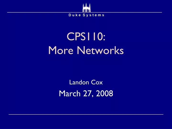 cps110 more networks