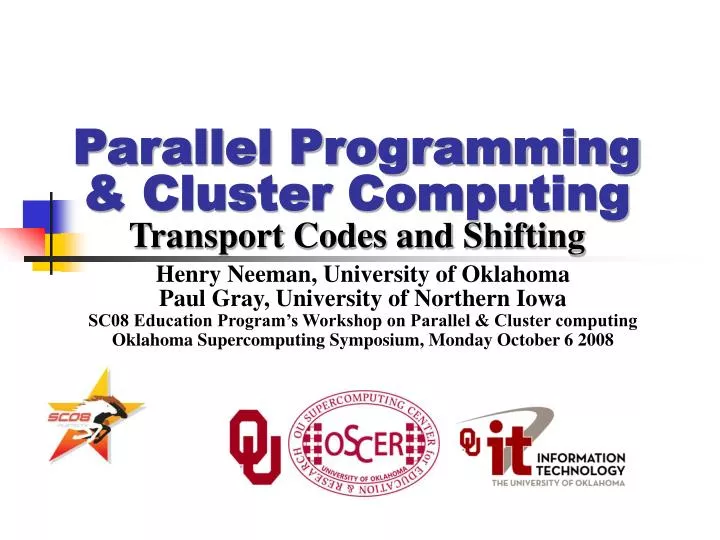 parallel programming cluster computing transport codes and shifting